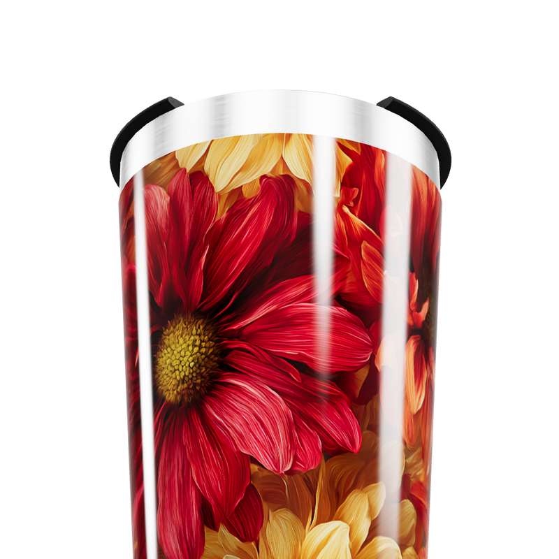 Copo Térmico - Flores Vermelhas e Amarelas