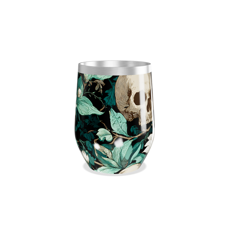 Copo Térmico Slim - Flor e Caveira Preto