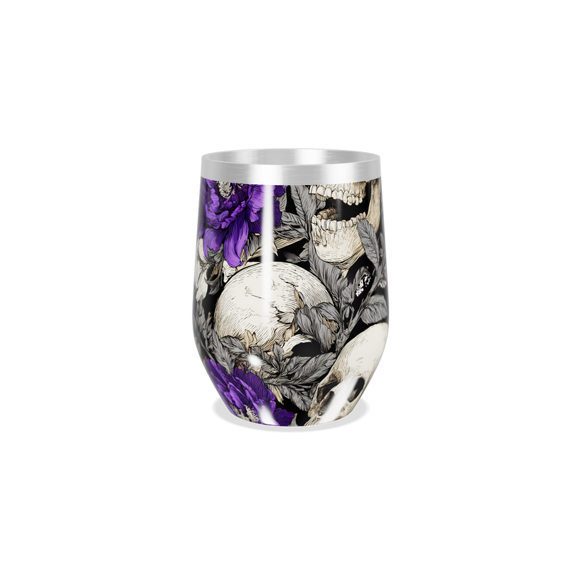 Copo Térmico Slim - Floral Preto e Roxo