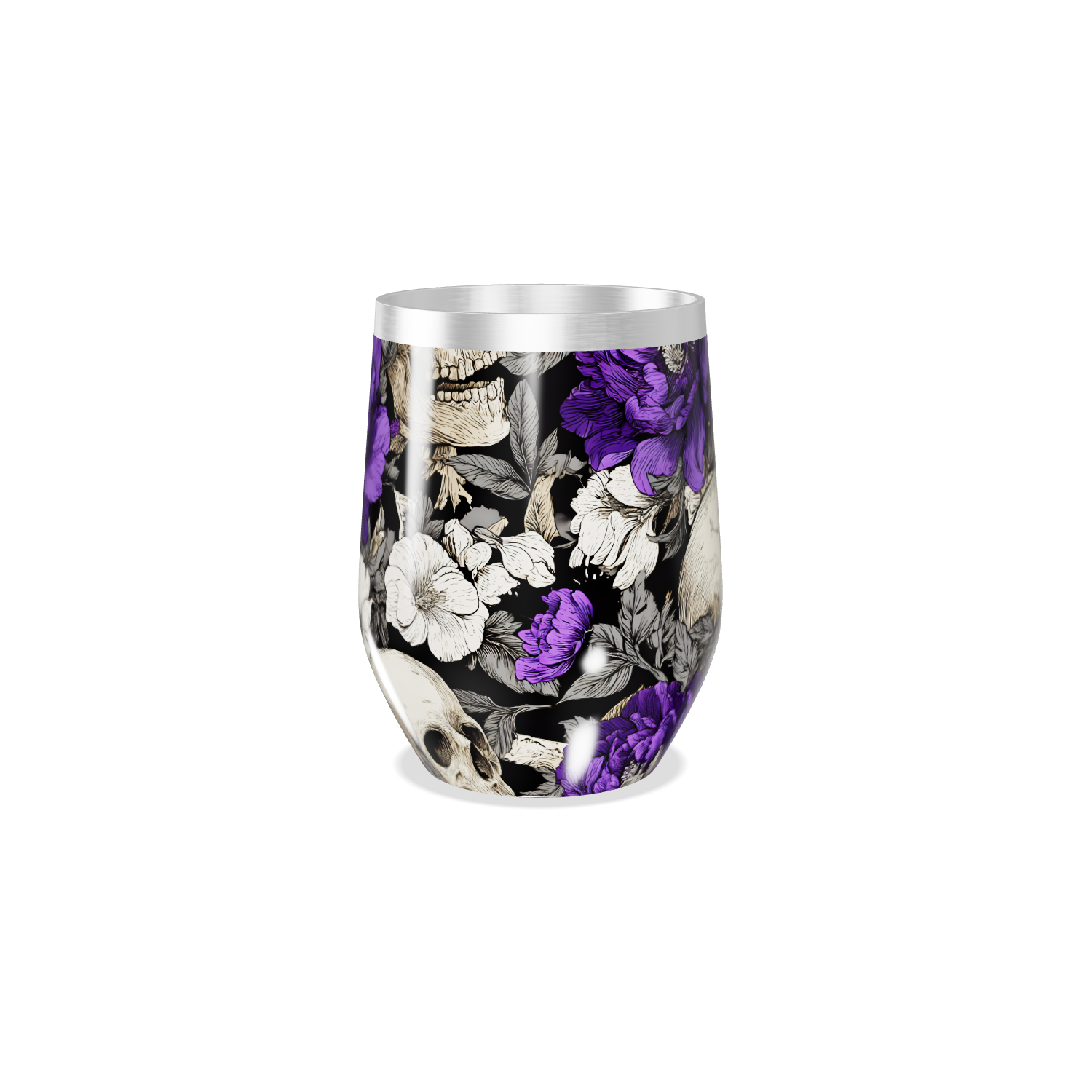 Copo Térmico Slim - Floral Preto e Roxo