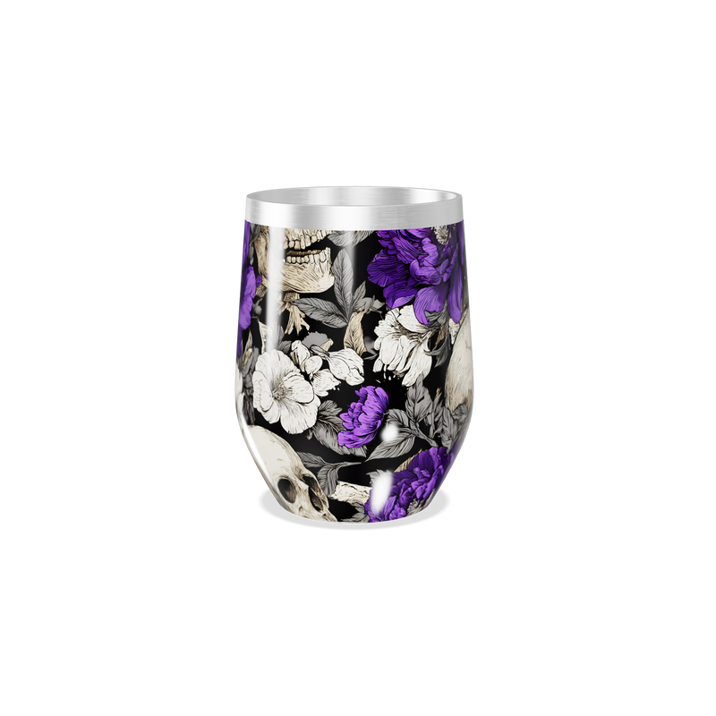 Copo Térmico Slim - Floral Preto e Roxo