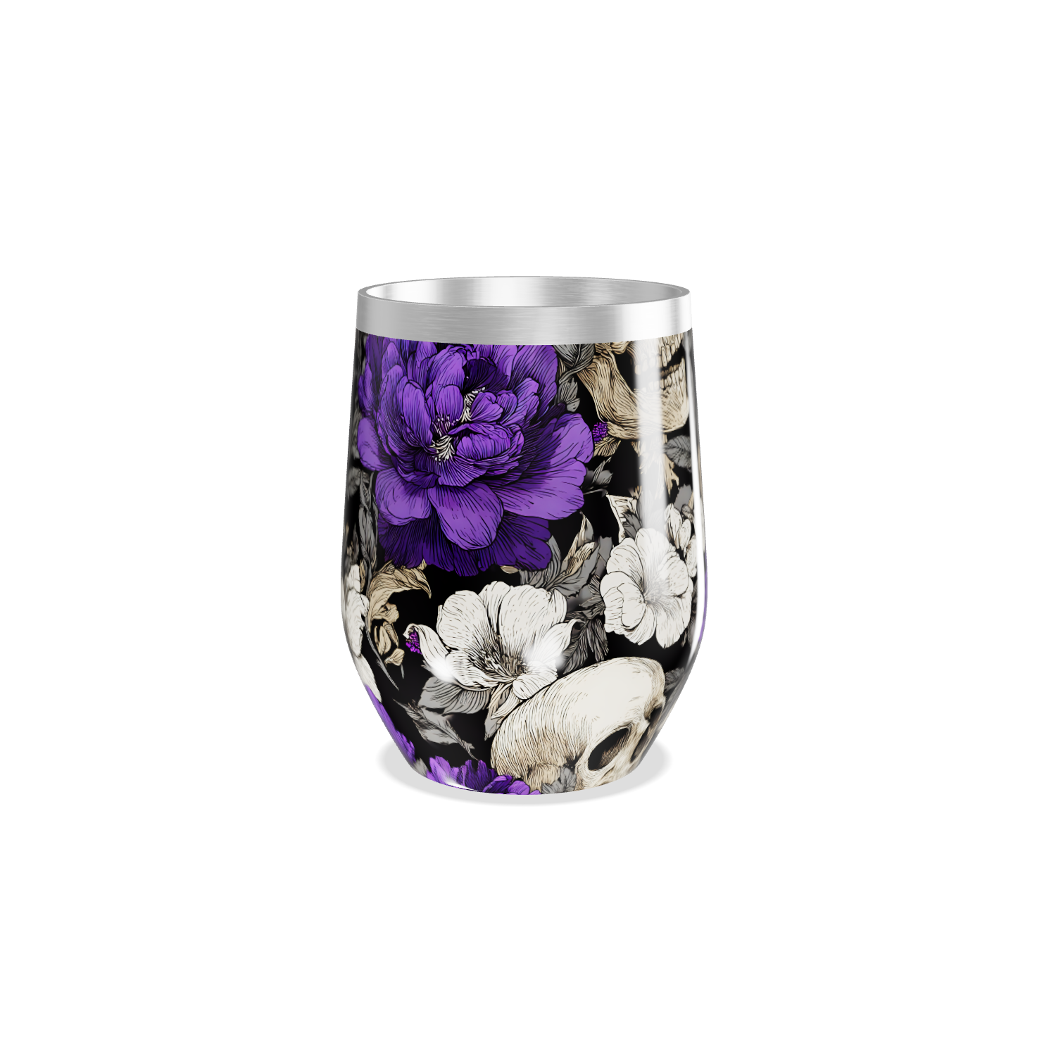 Copo Térmico Slim - Floral Preto e Roxo