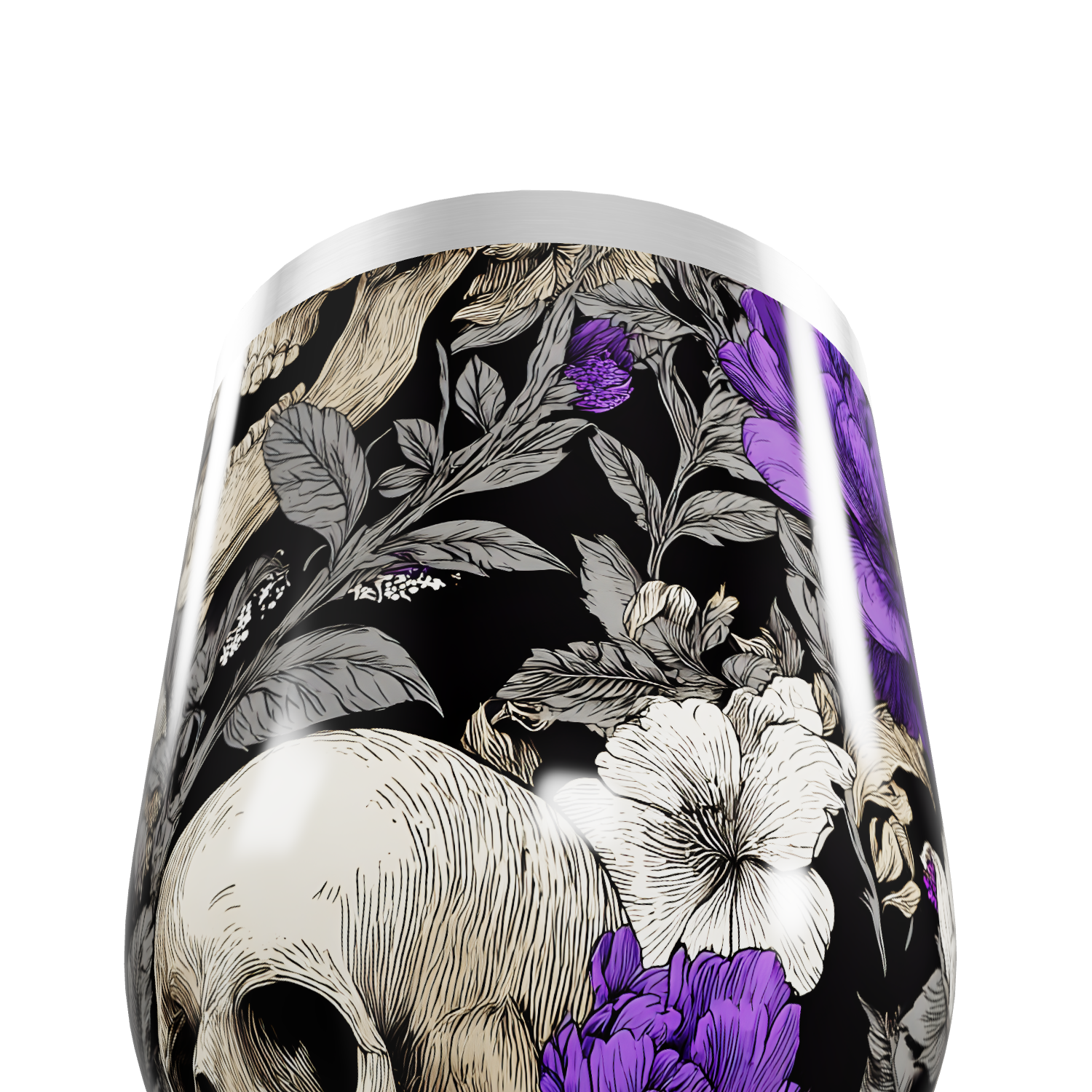 Copo Térmico Slim - Floral Preto e Roxo