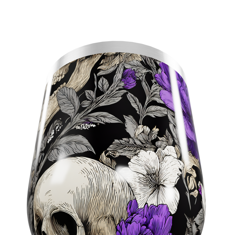 Copo Térmico Slim - Floral Preto e Roxo