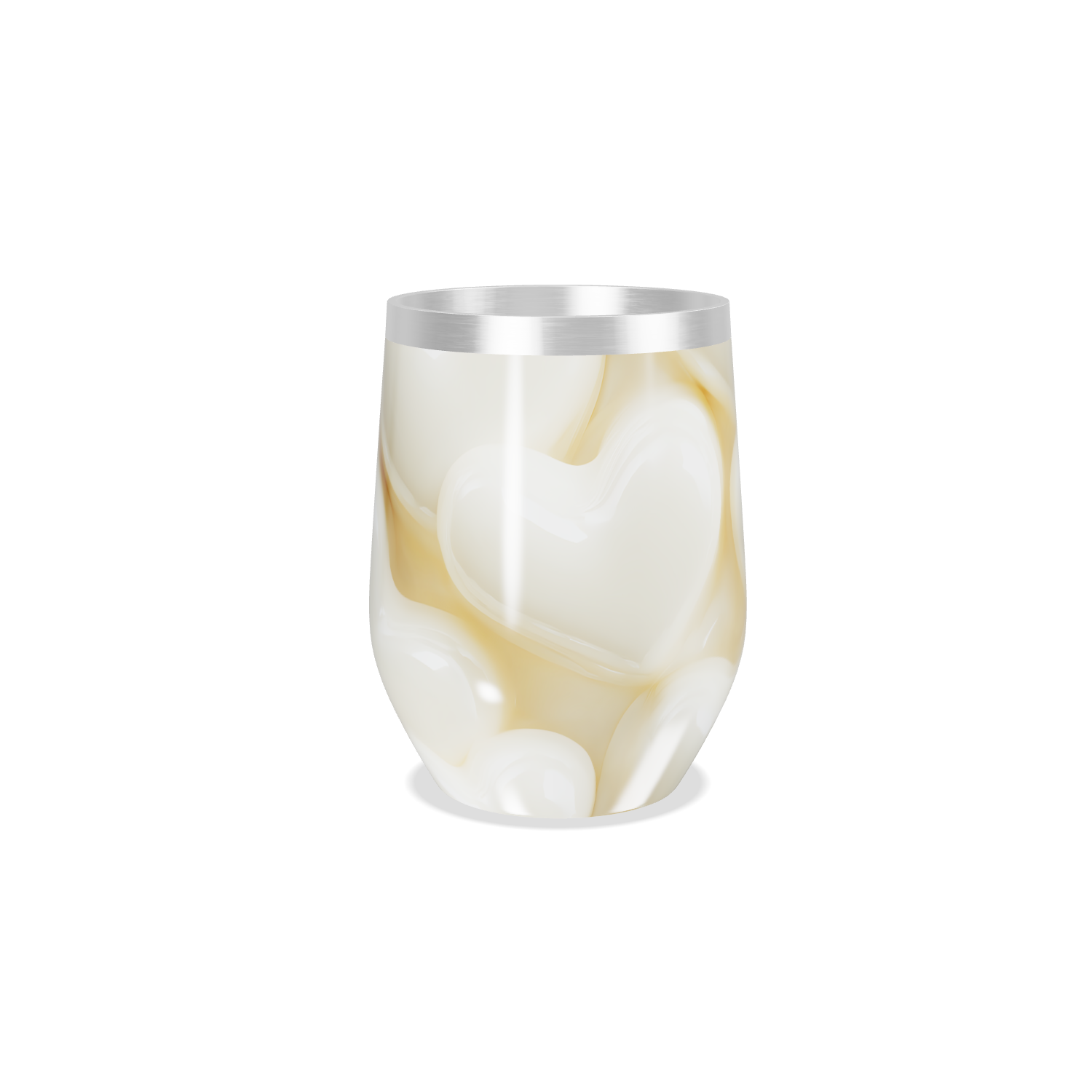 Copo Térmico Slim Coração Bege Aço Inox