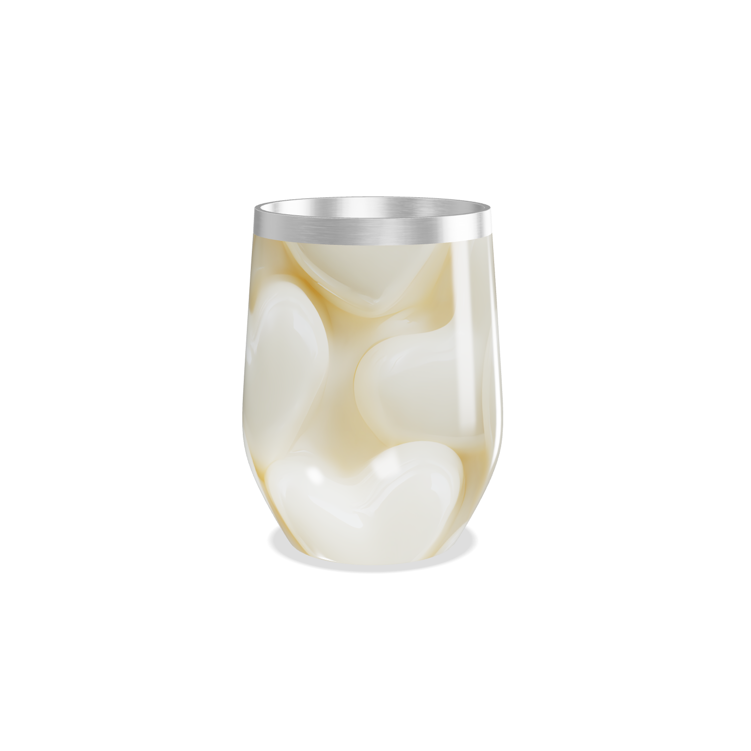 Copo Térmico Slim Coração Bege Aço Inox