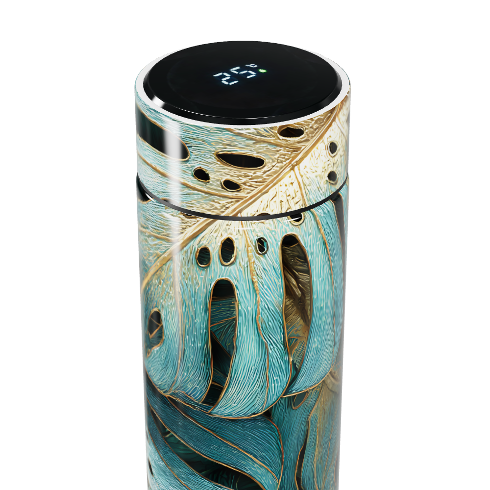 Garrafa Térmica Touch - Folhagem Azul Dourada