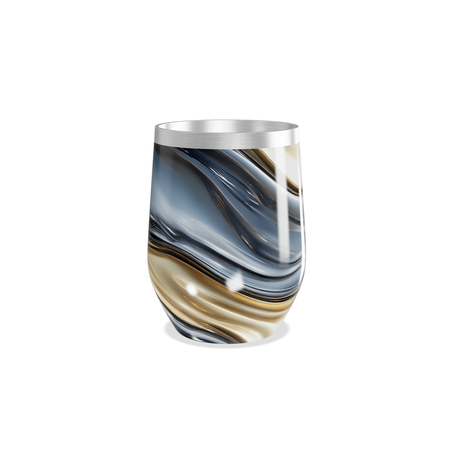 Copo Térmico Slim - Mármore Azul e Dourado