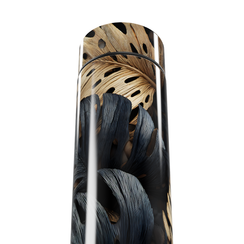 Garrafa Térmica Touch - Preto e Dourado Folhas