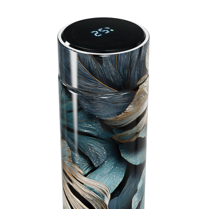 Garrafa Térmica Touch - Folhas Azul Inox