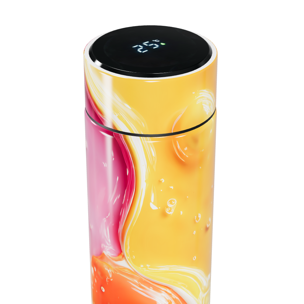 Garrafa Térmica Touch - Amarela com Design Abstrato