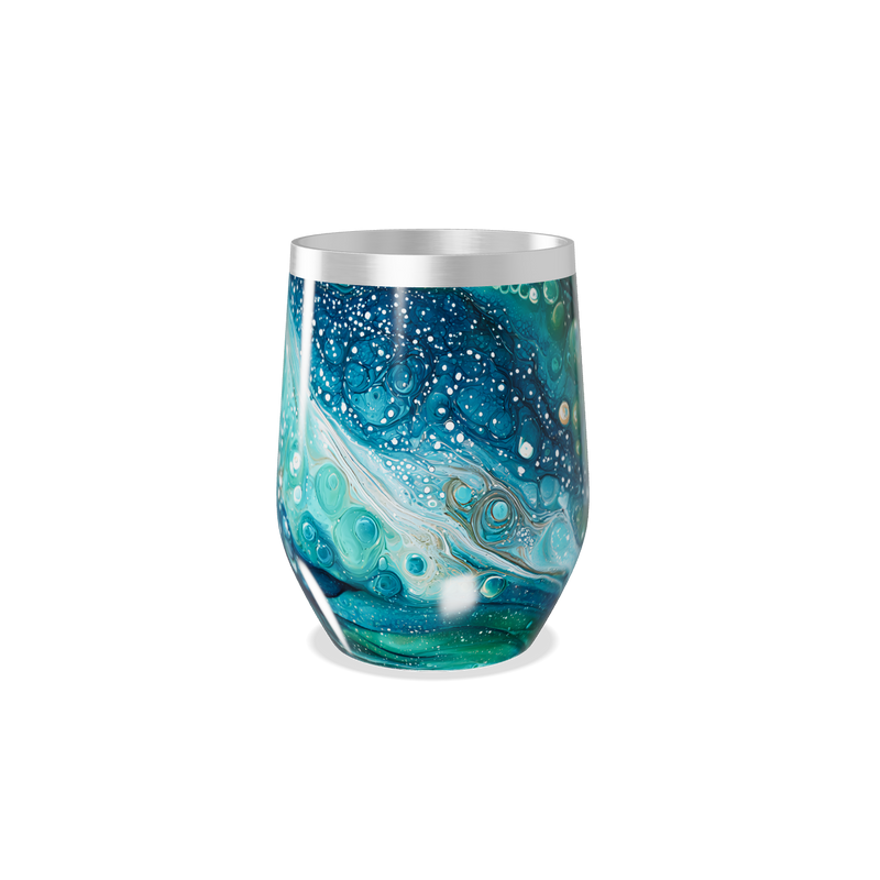 Copo Térmico Slim - Azul com Estampa Abstrata