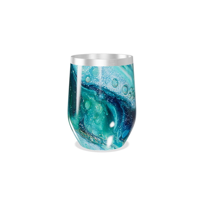 Copo Térmico Slim - Azul com Estampa Abstrata