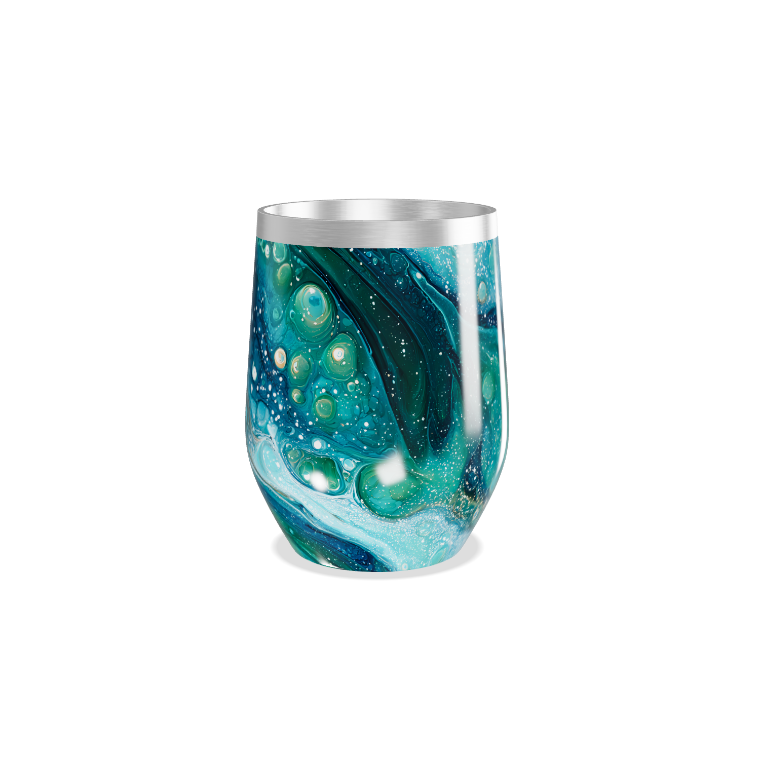 Copo Térmico Slim - Azul com Estampa Abstrata