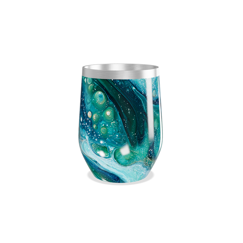 Copo Térmico Slim - Azul com Estampa Abstrata