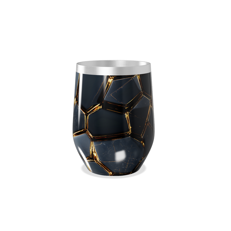 Copo Térmico Slim - Preto com Detalhes Dourados