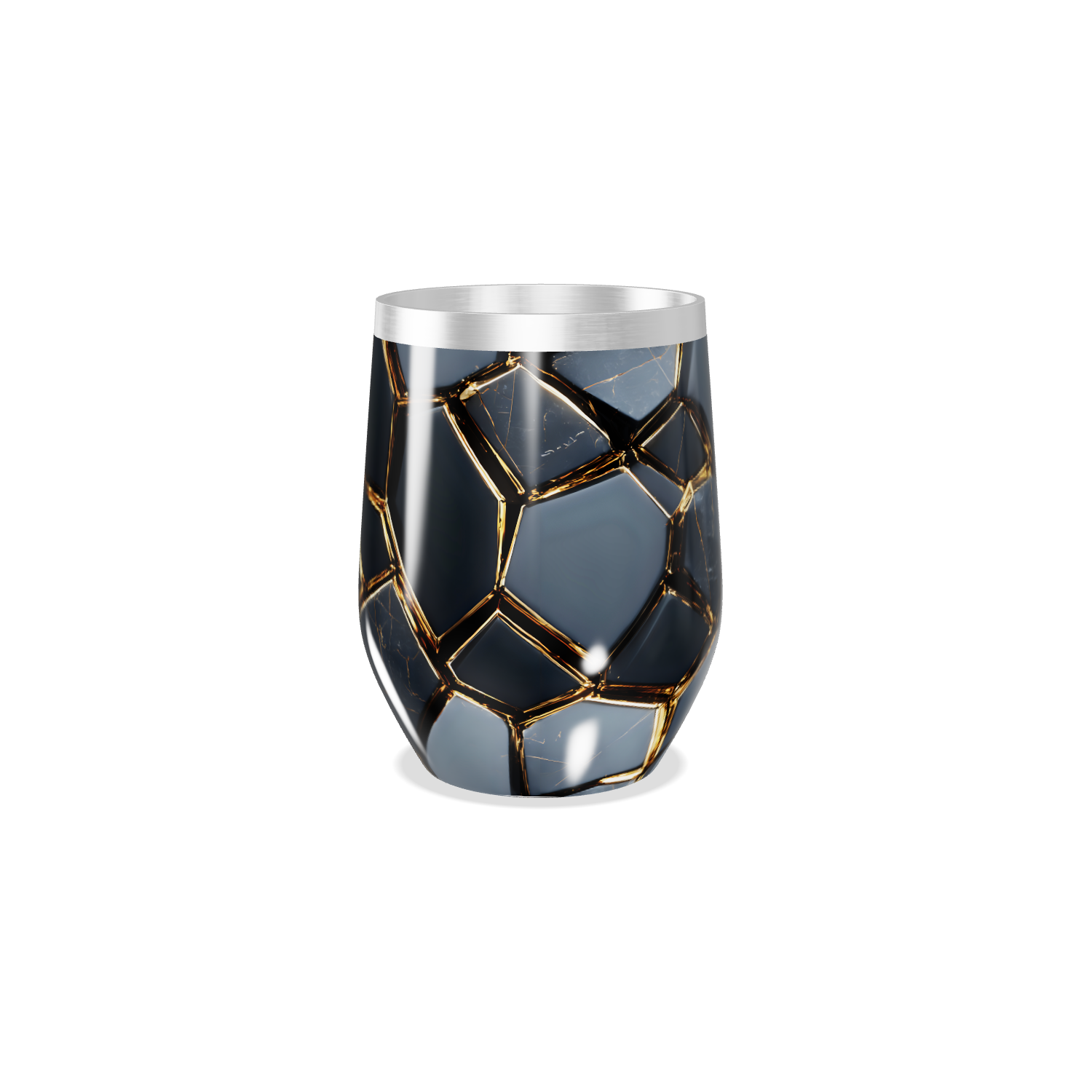 Copo Térmico Slim - Preto com Detalhes Dourados