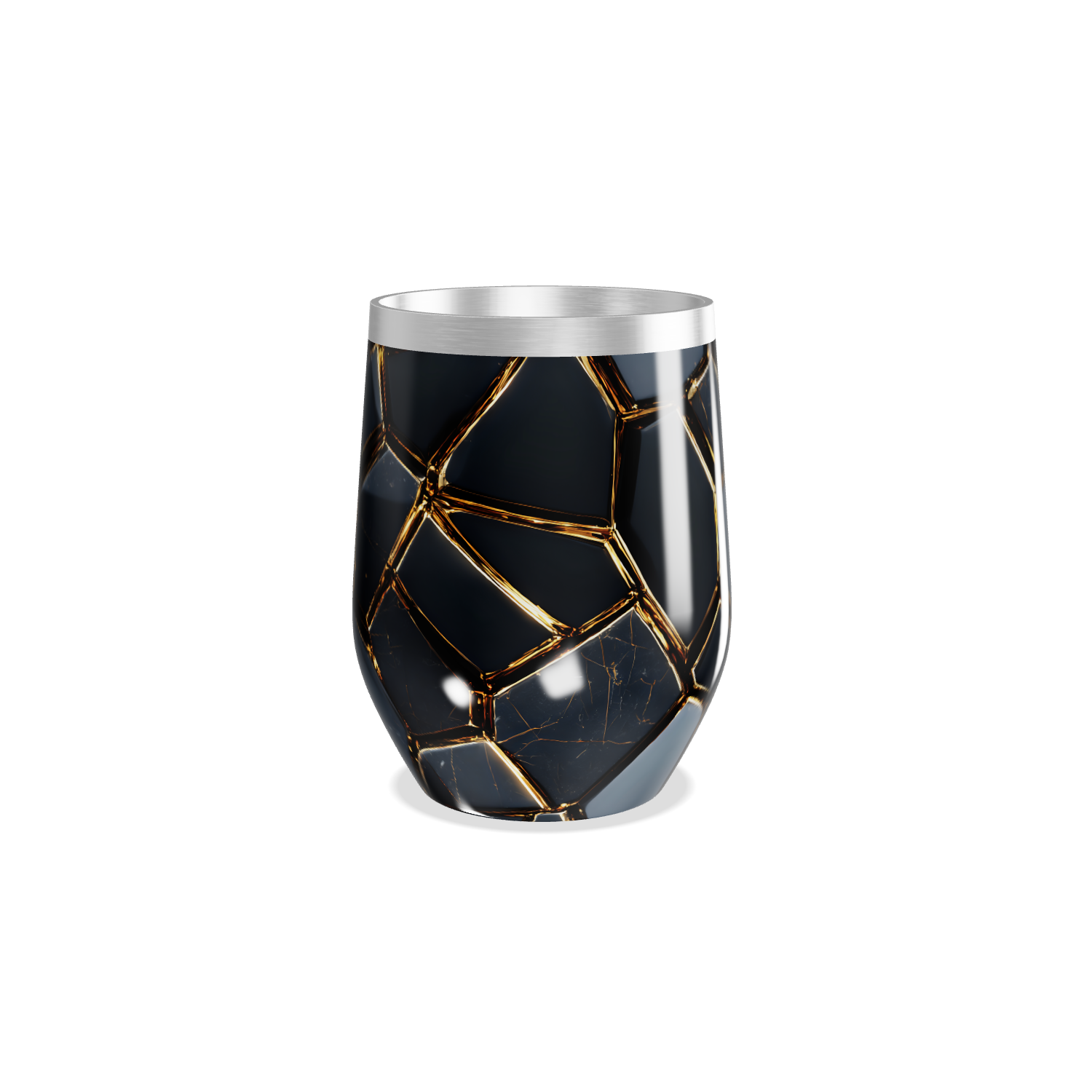 Copo Térmico Slim - Preto com Detalhes Dourados