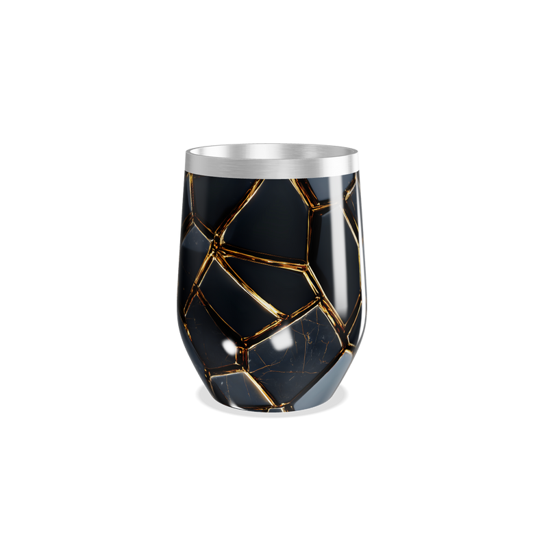 Copo Térmico Slim - Preto com Detalhes Dourados