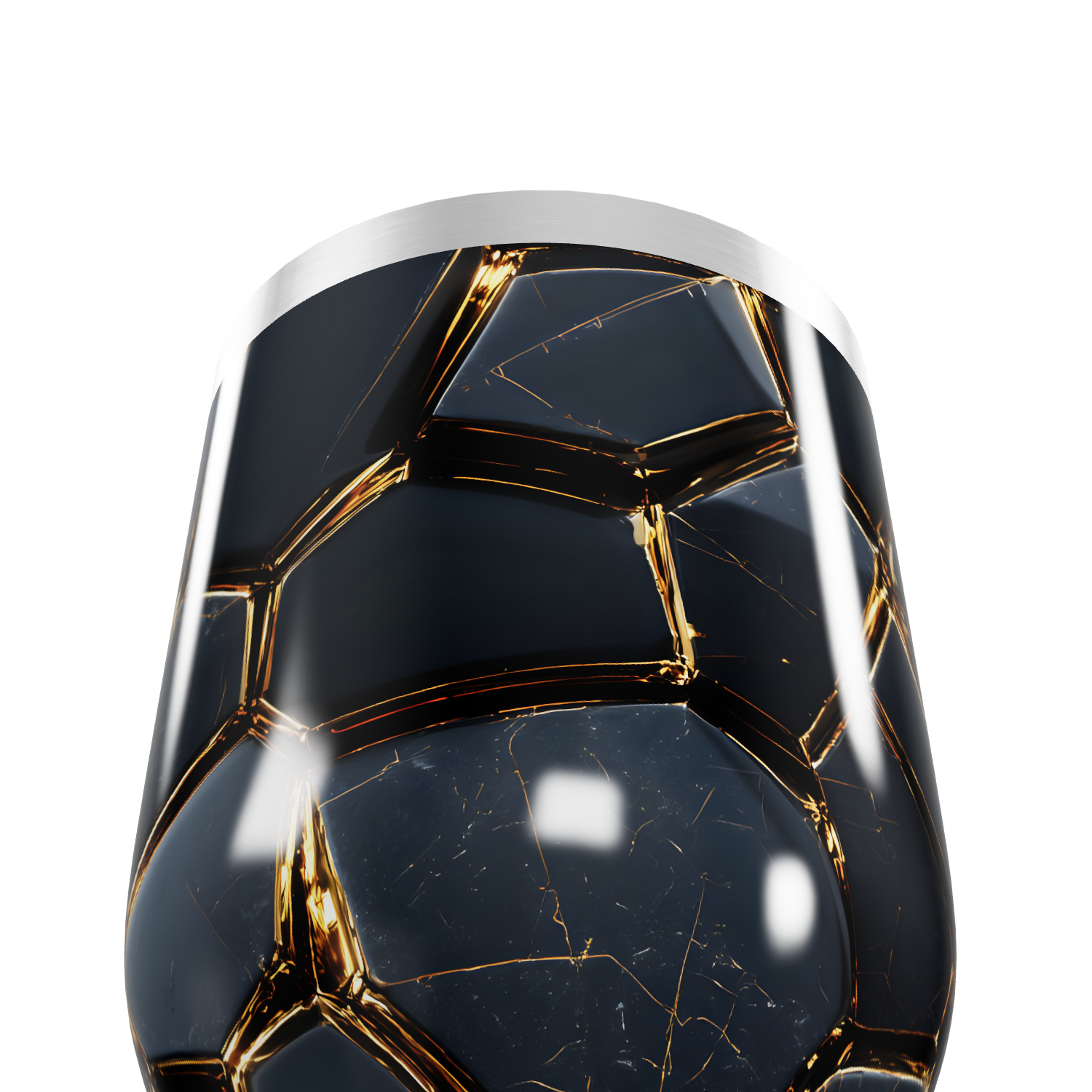 Copo Térmico Slim - Preto com Detalhes Dourados