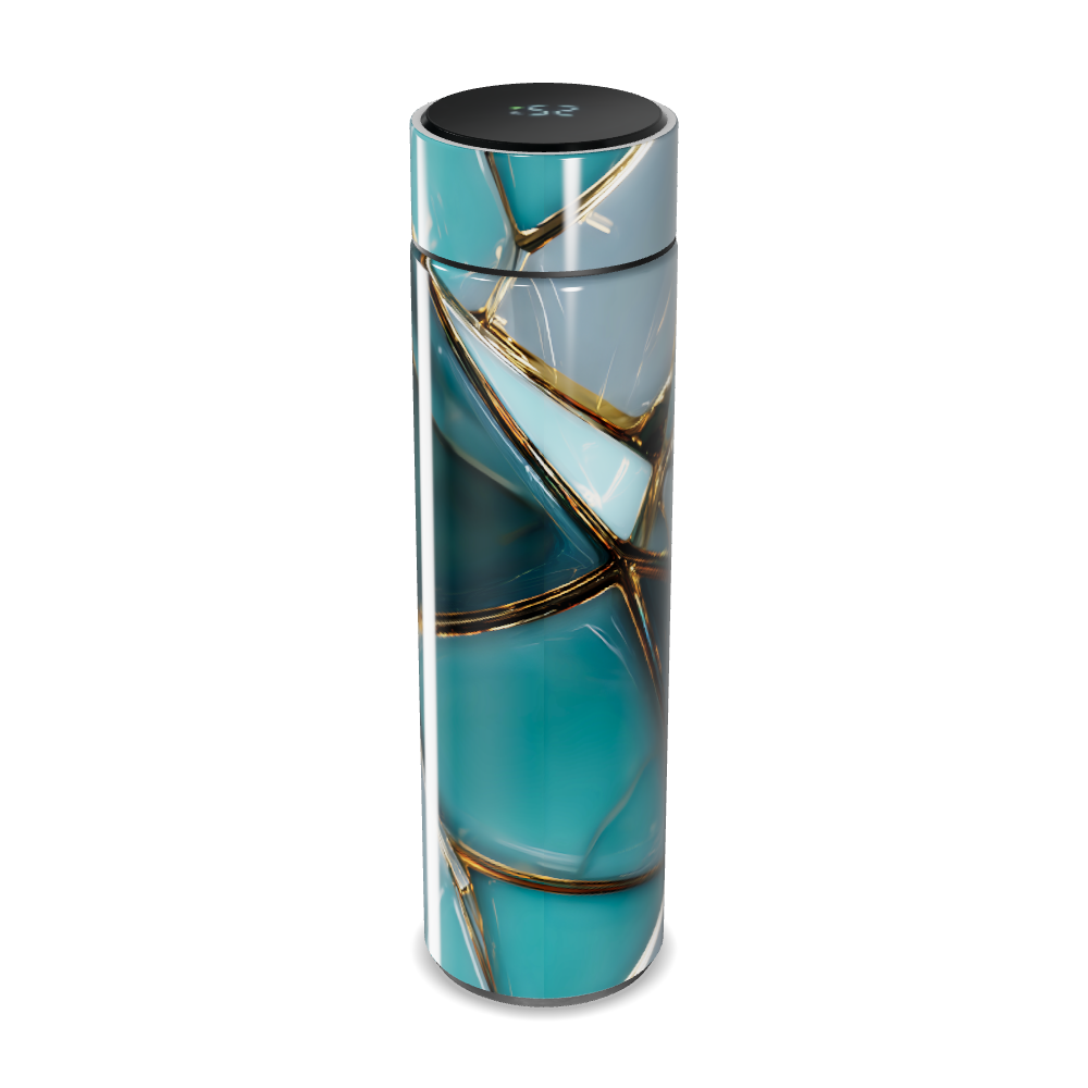 Garrafa Térmica Touch Azul Estampada Vidro