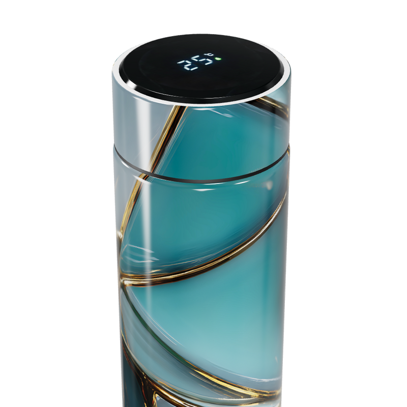 Garrafa Térmica Touch Azul Estampada Vidro