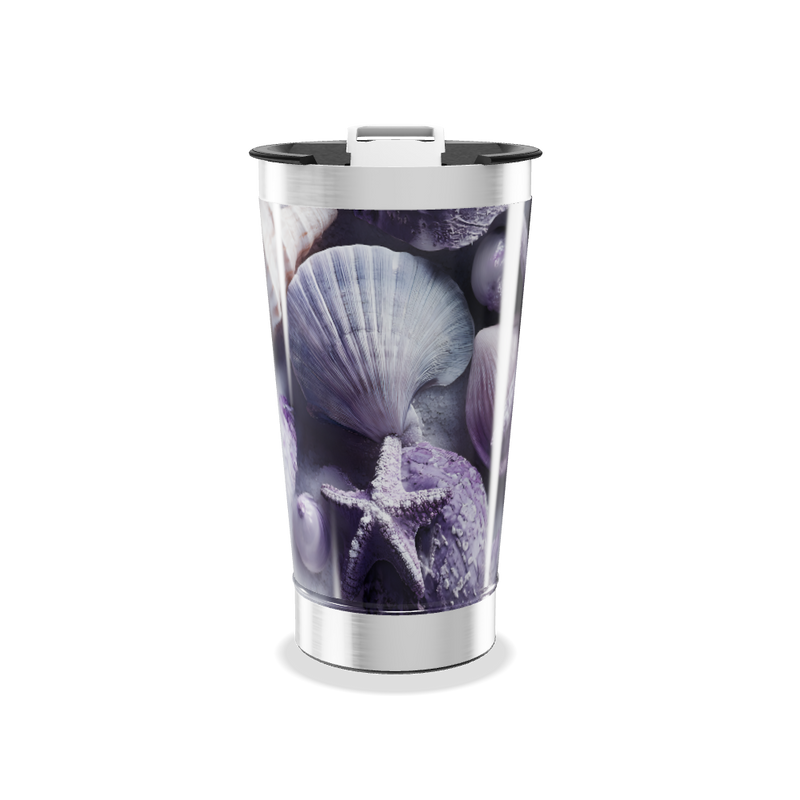 Copo Térmico - Estampa Conchas e Estrelas Marinhas