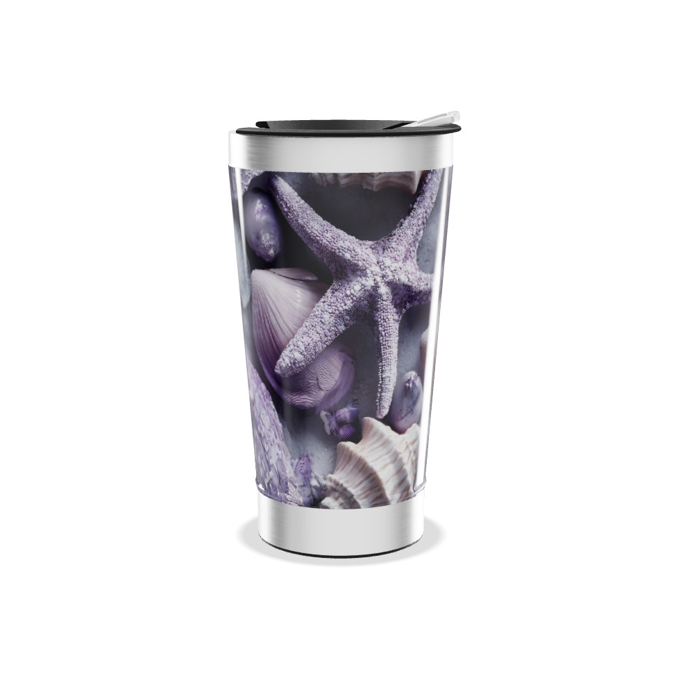 Copo Térmico - Estampa Conchas e Estrelas Marinhas