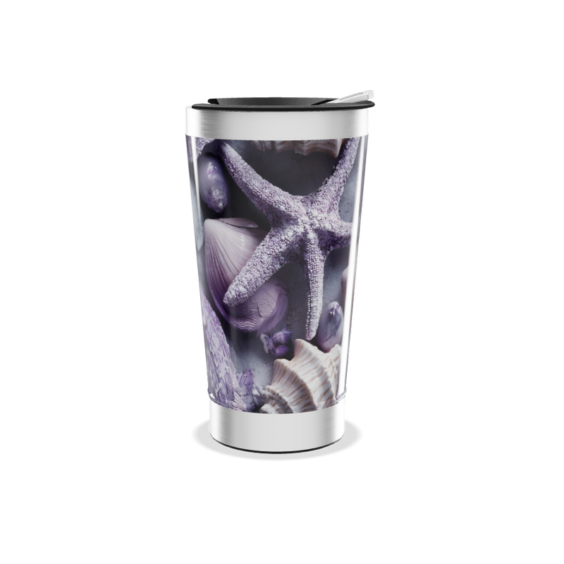 Copo Térmico - Estampa Conchas e Estrelas Marinhas