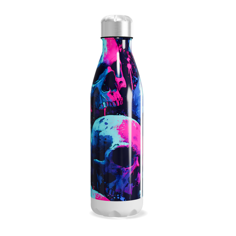 Garrafa Inox Estampada Crânios Coloridos