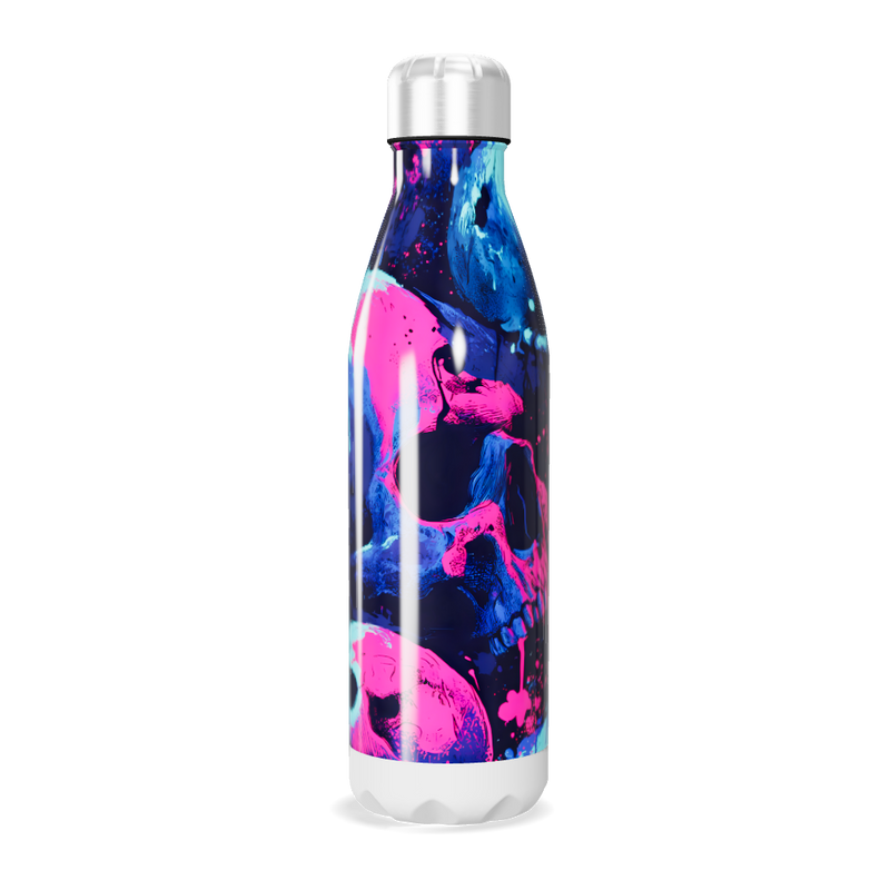Garrafa Inox Estampada Crânios Coloridos