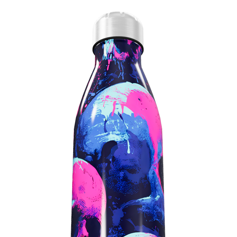 Garrafa Inox Estampada Crânios Coloridos