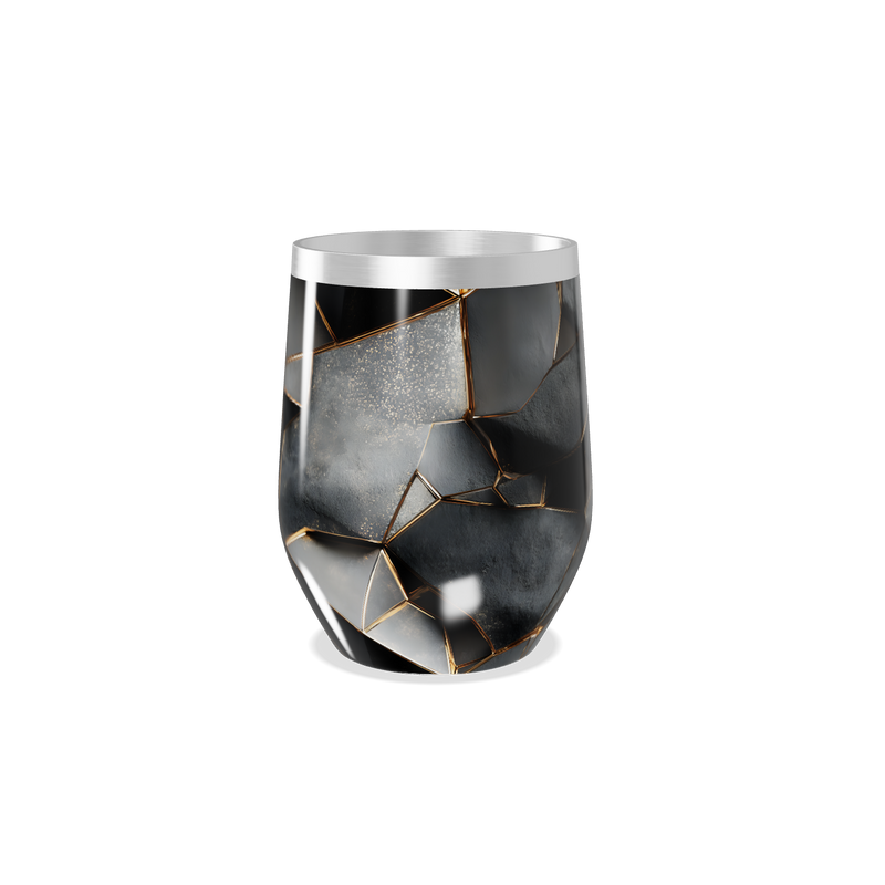 Copo Térmico Slim - Preto com Detalhes Dourados