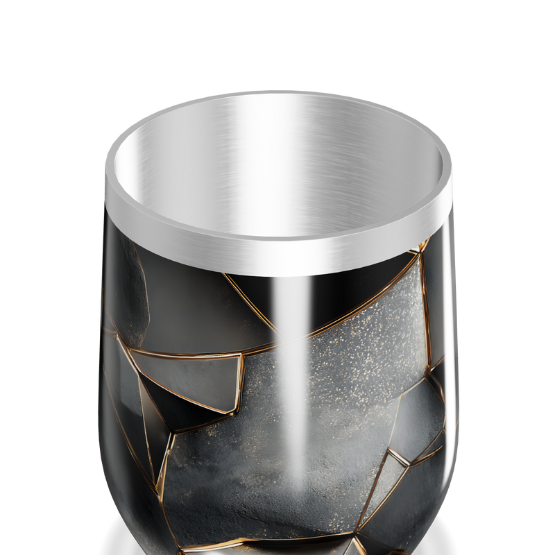 Copo Térmico Slim - Preto com Detalhes Dourados