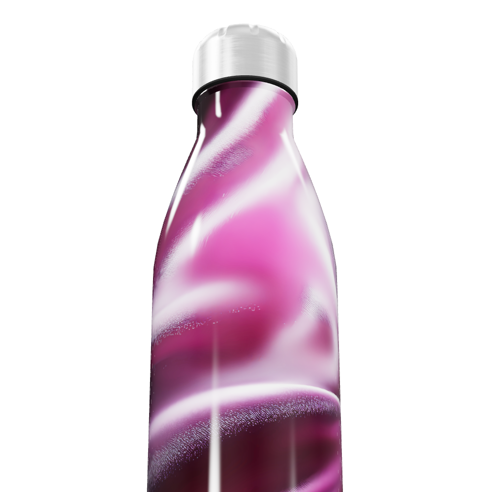 Garrafa Inox - Rosa com Efeito Espiral