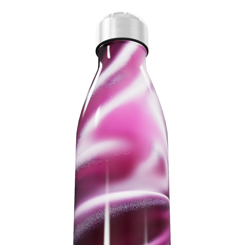 Garrafa Inox - Rosa com Efeito Espiral