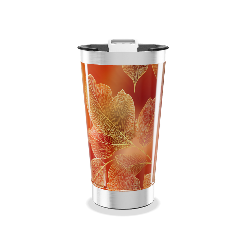 Copo Térmico - Folhas Laranja Inox