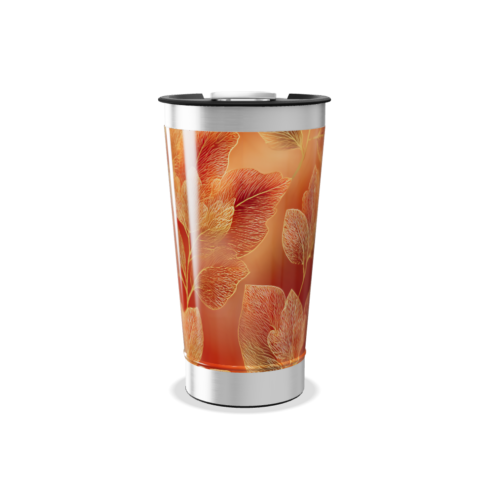 Copo Térmico - Folhas Laranja Inox