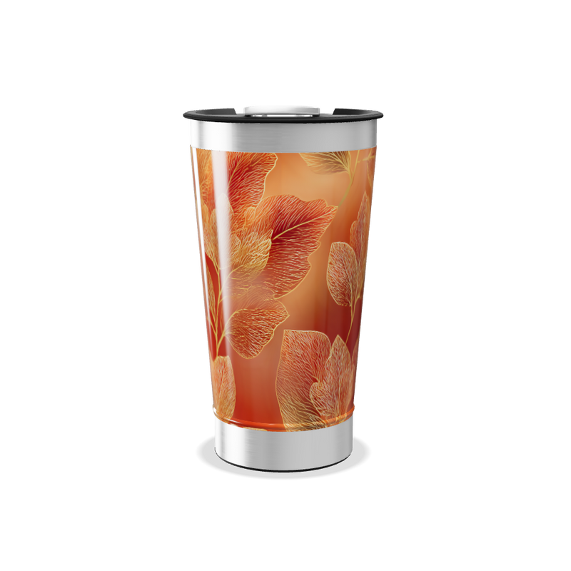 Copo Térmico - Folhas Laranja Inox