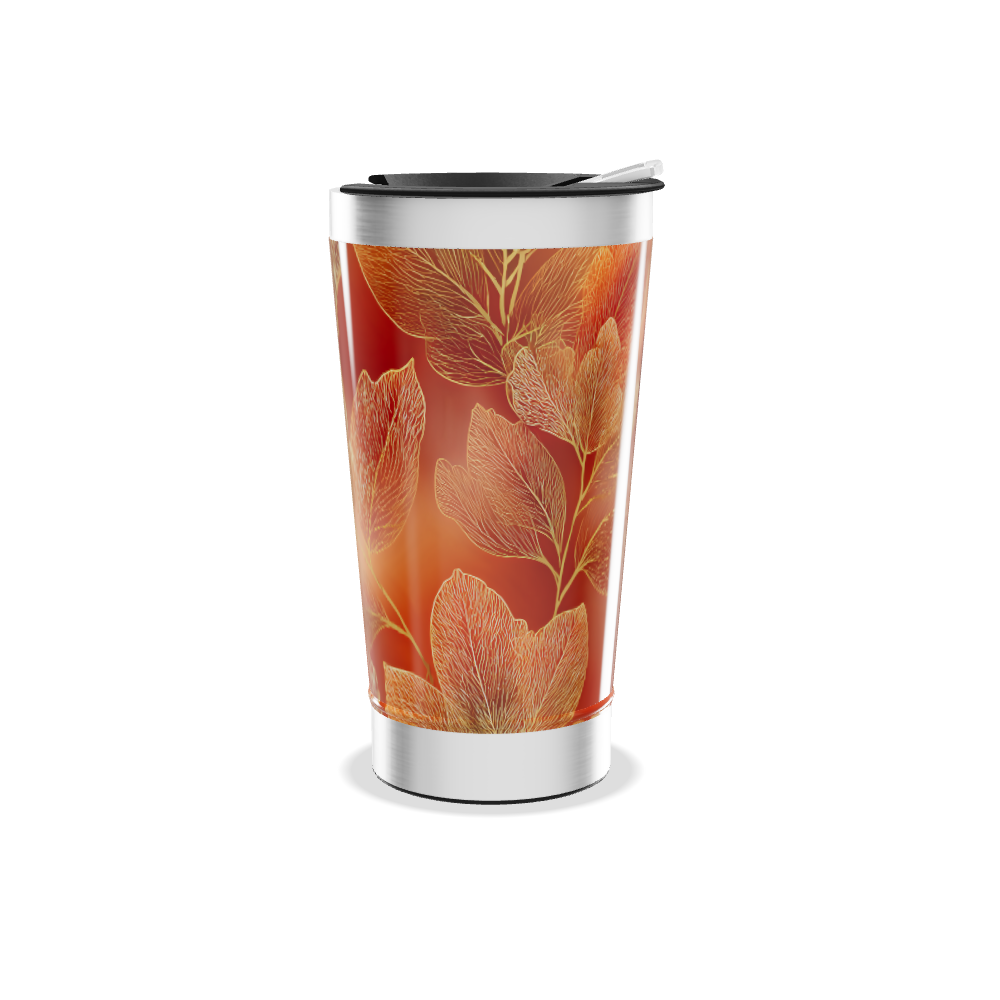 Copo Térmico - Folhas Laranja Inox