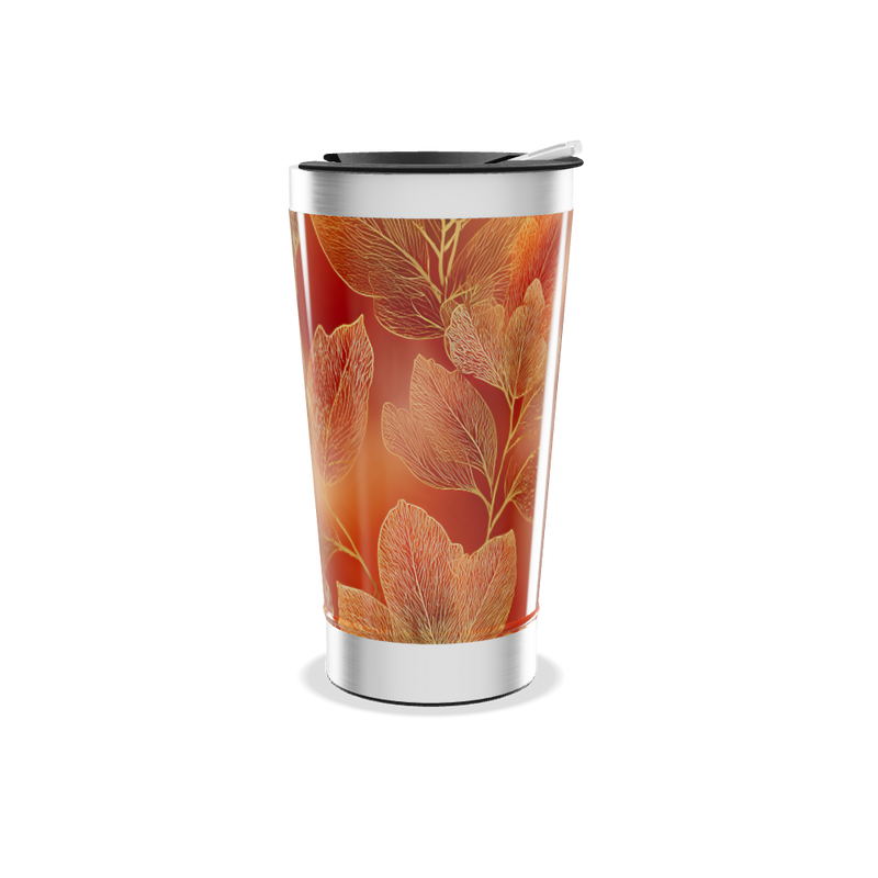 Copo Térmico - Folhas Laranja Inox