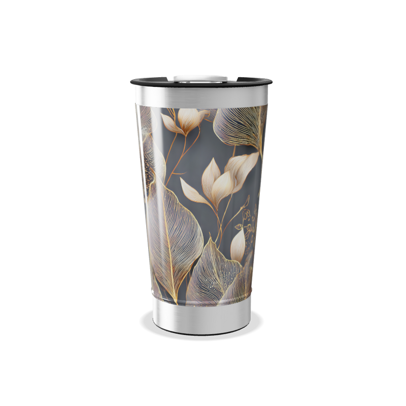 Copo Térmico - Floral Preto Dourado