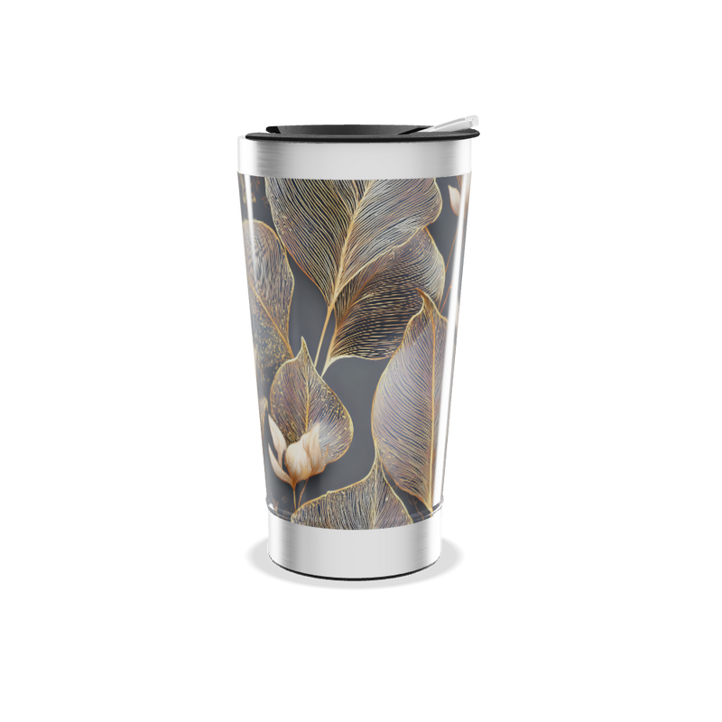 Copo Térmico - Floral Preto Dourado