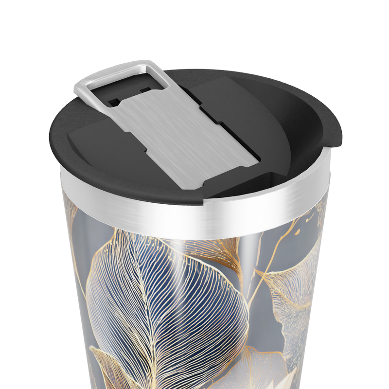 Copo Térmico - Floral Preto Dourado