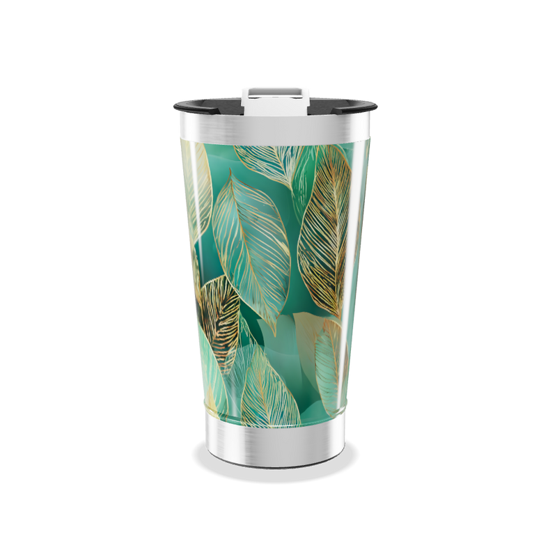 Copo Térmico - Folhas Verde Aço Inox