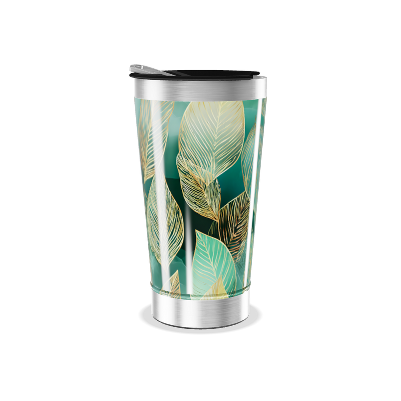 Copo Térmico - Folhas Verde Aço Inox