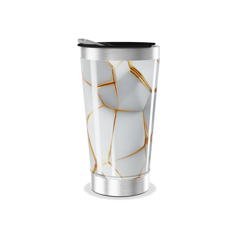 Copo Térmico - Com estampa hexagonal dourada