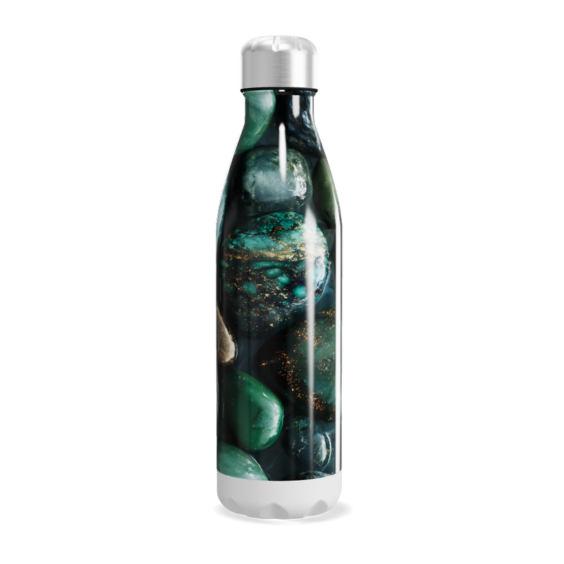 Garrafa Inox - Verde com Estampa de Pedras
