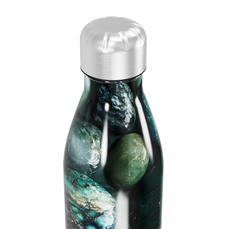 Garrafa Inox - Verde com Estampa de Pedras