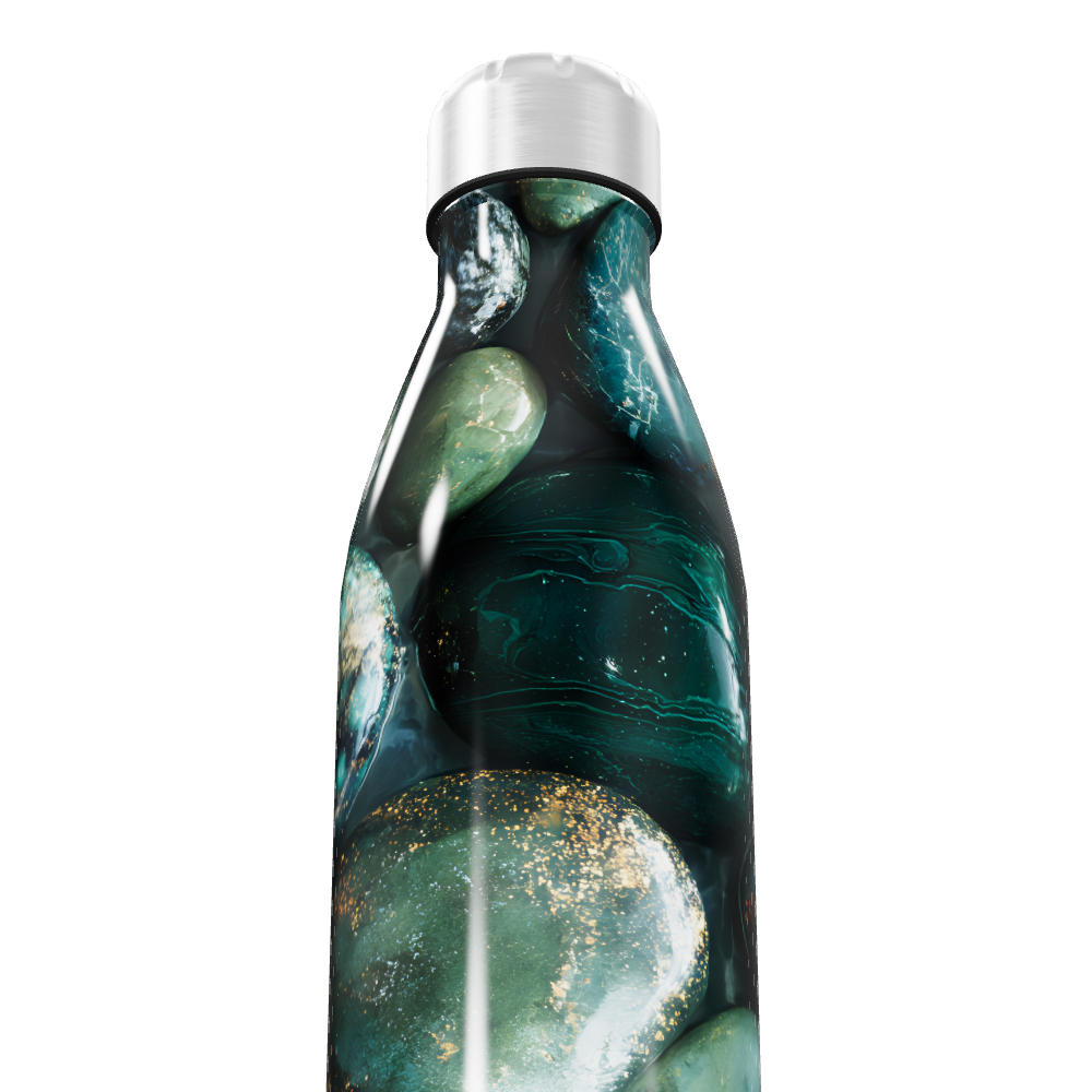 Garrafa Inox - Verde com Estampa de Pedras